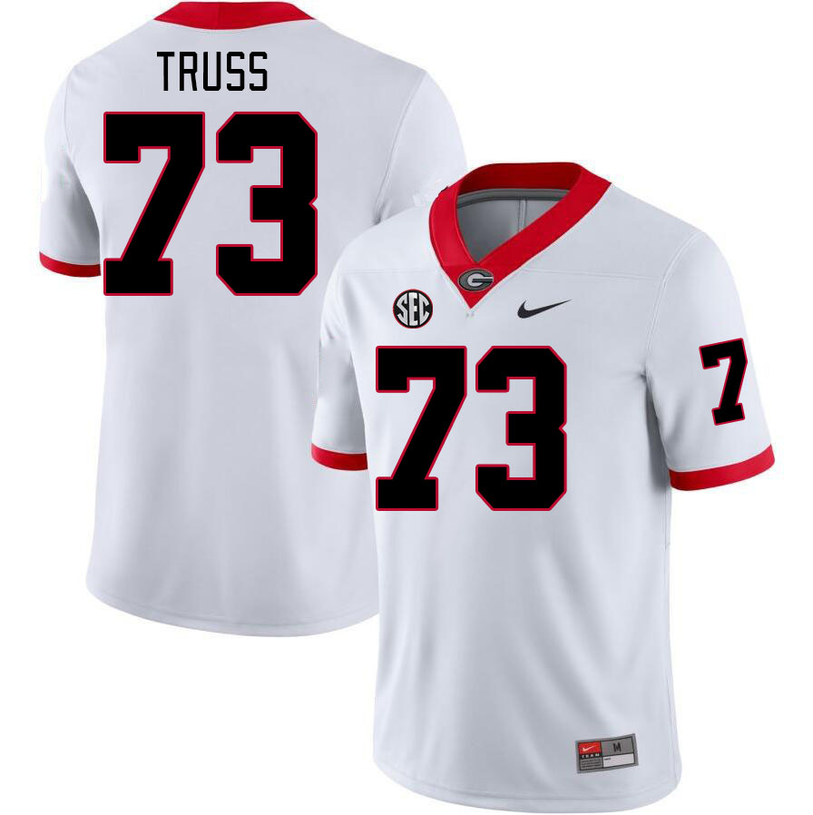 Men #73 Xavier Truss Georgia Bulldogs College Football Jerseys Stitched-White